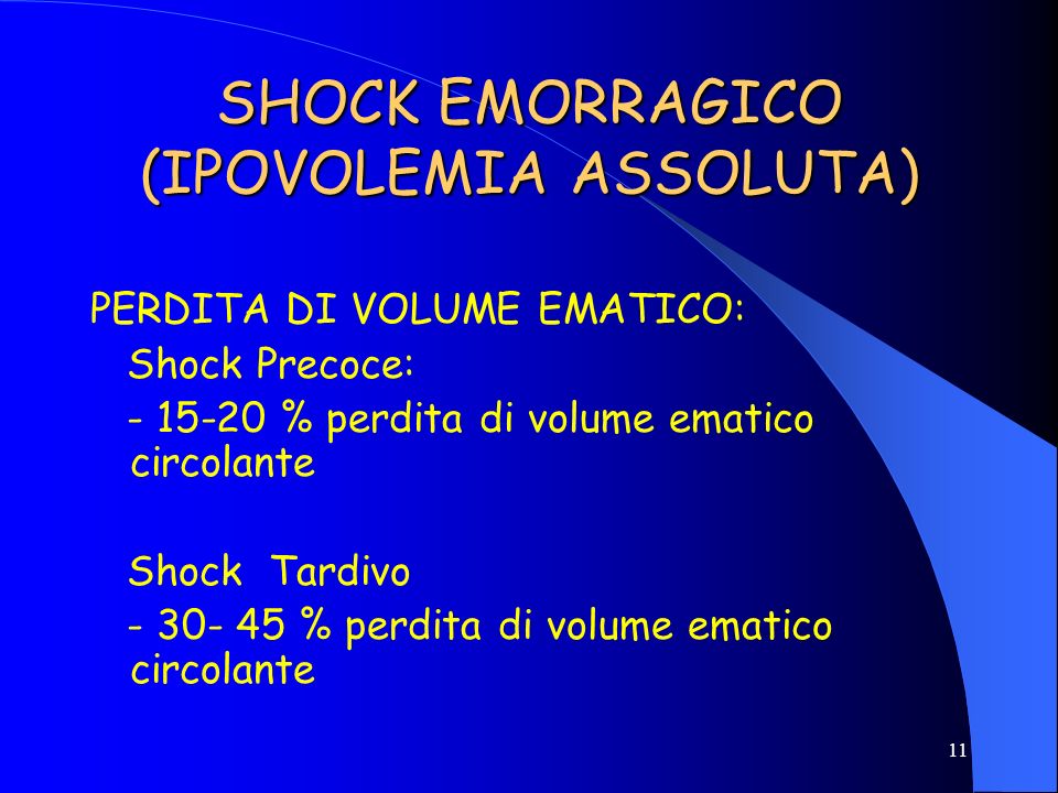 SHOCK EMORRAGICO (IPOVOLEMIA ASSOLUTA)