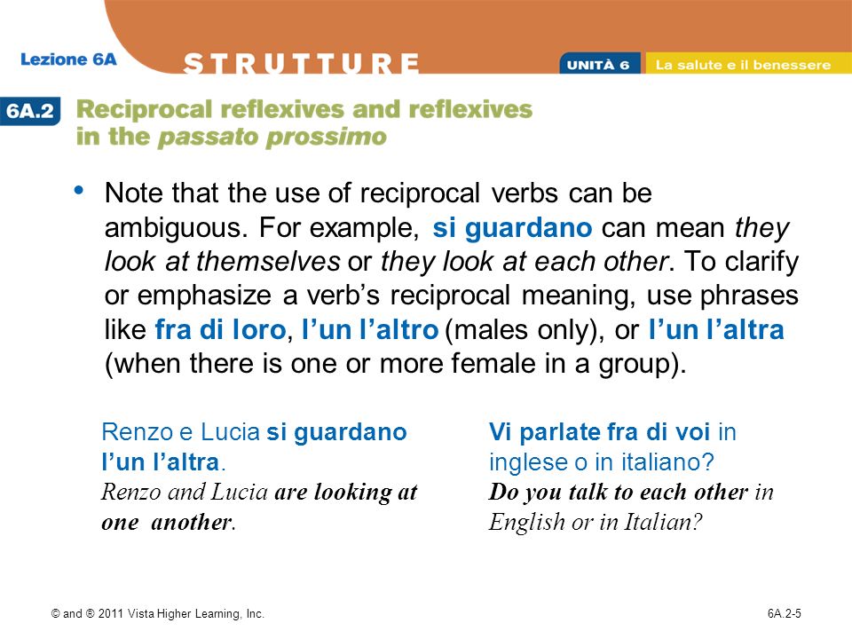Note that the use of reciprocal verbs can be ambiguous