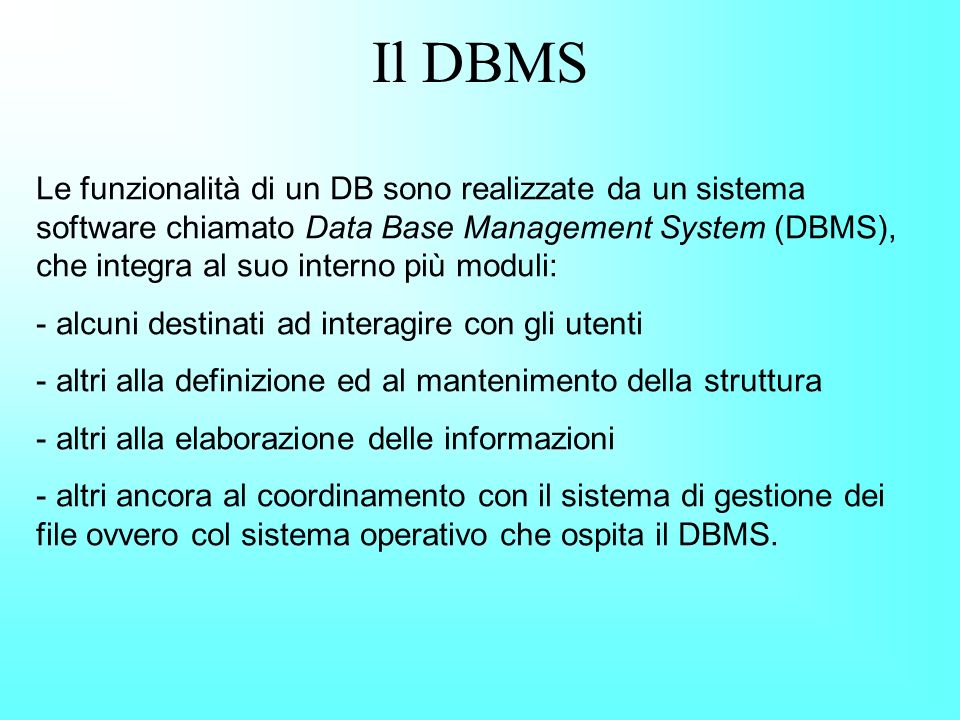 Il DBMS