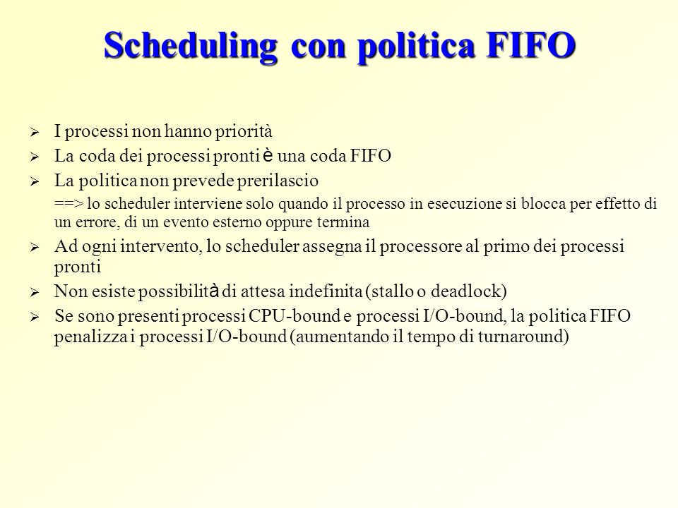 Scheduling con politica FIFO