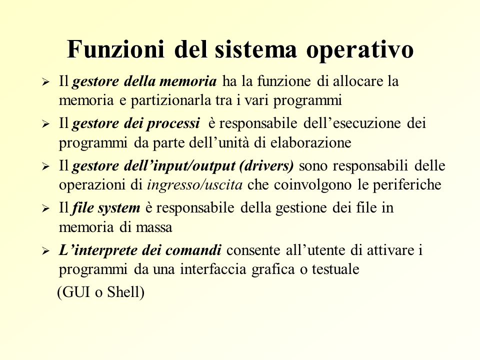 Funzioni del sistema operativo