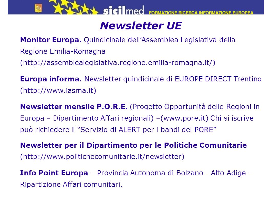 Newsletter UE Monitor Europa. Quindicinale dell’Assemblea Legislativa della Regione Emilia-Romagna.