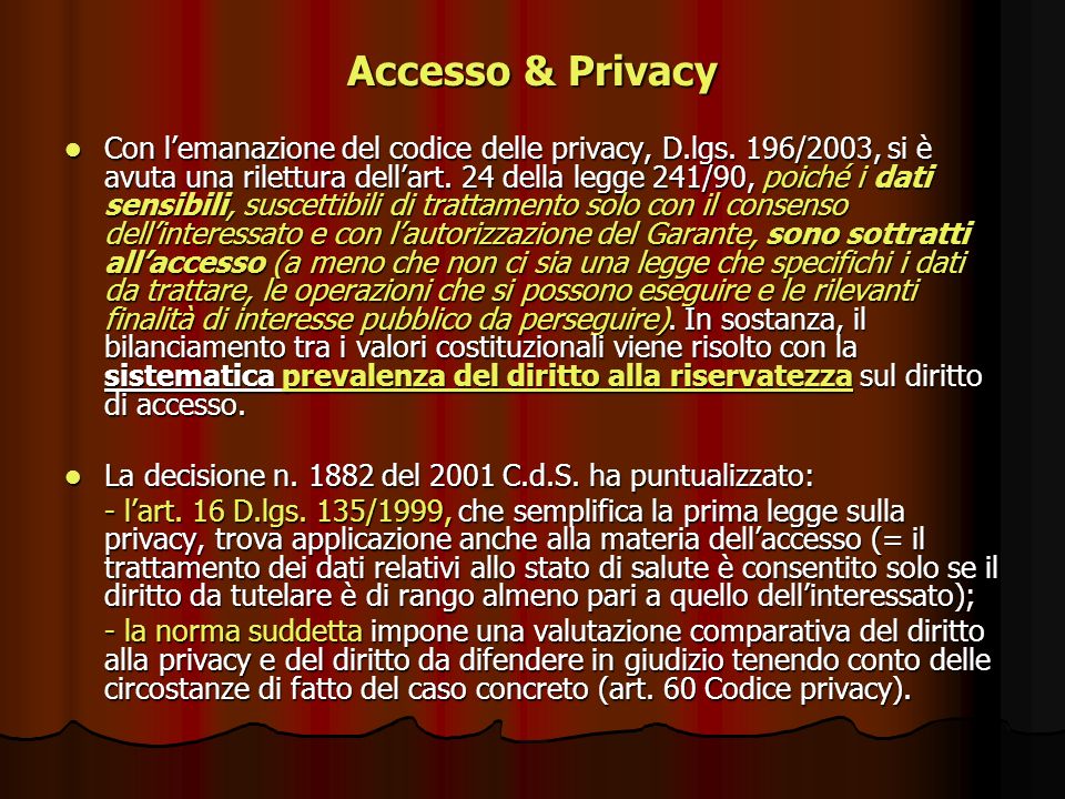 Accesso & Privacy