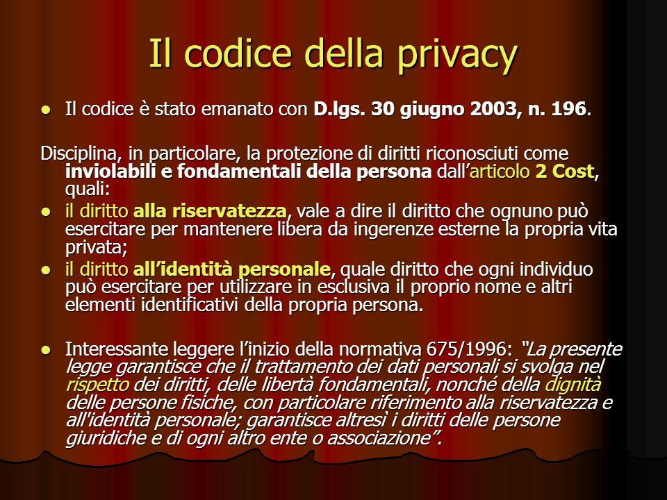 Il codice della privacy