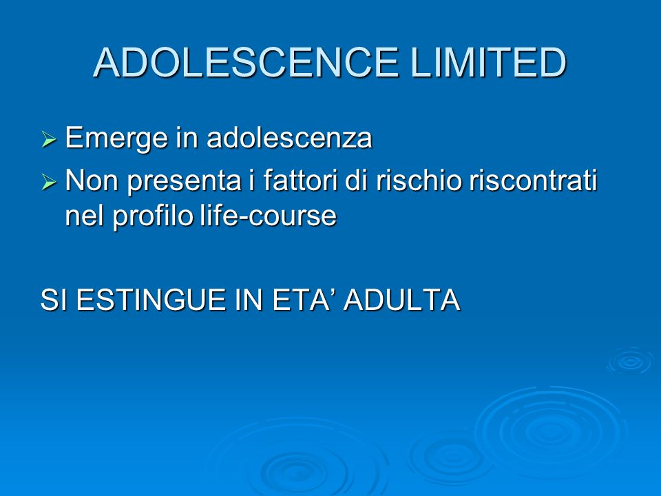 ADOLESCENCE LIMITED Emerge in adolescenza