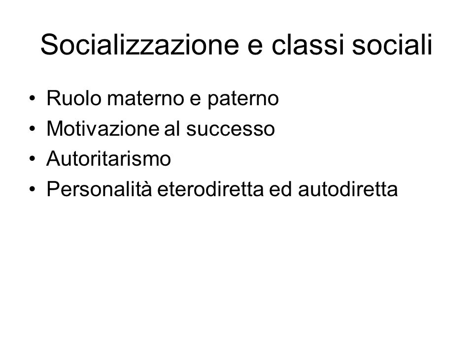Socializzazione e classi sociali