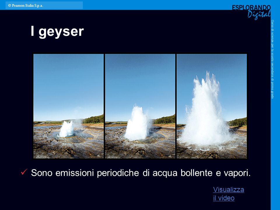 I geyser Sono emissioni periodiche di acqua bollente e vapori.