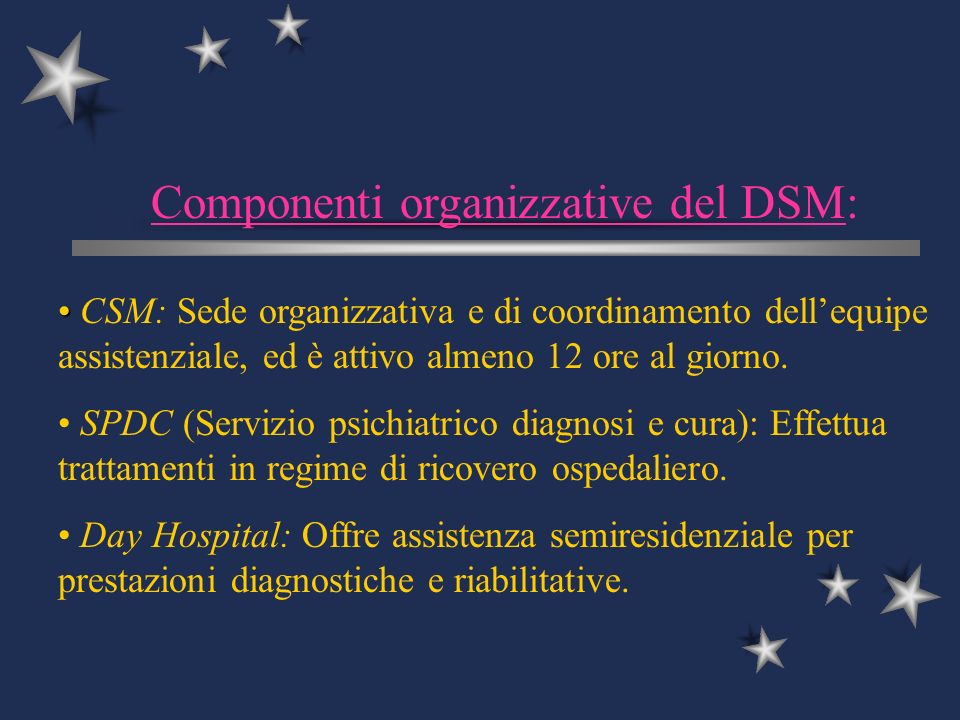 Componenti organizzative del DSM: