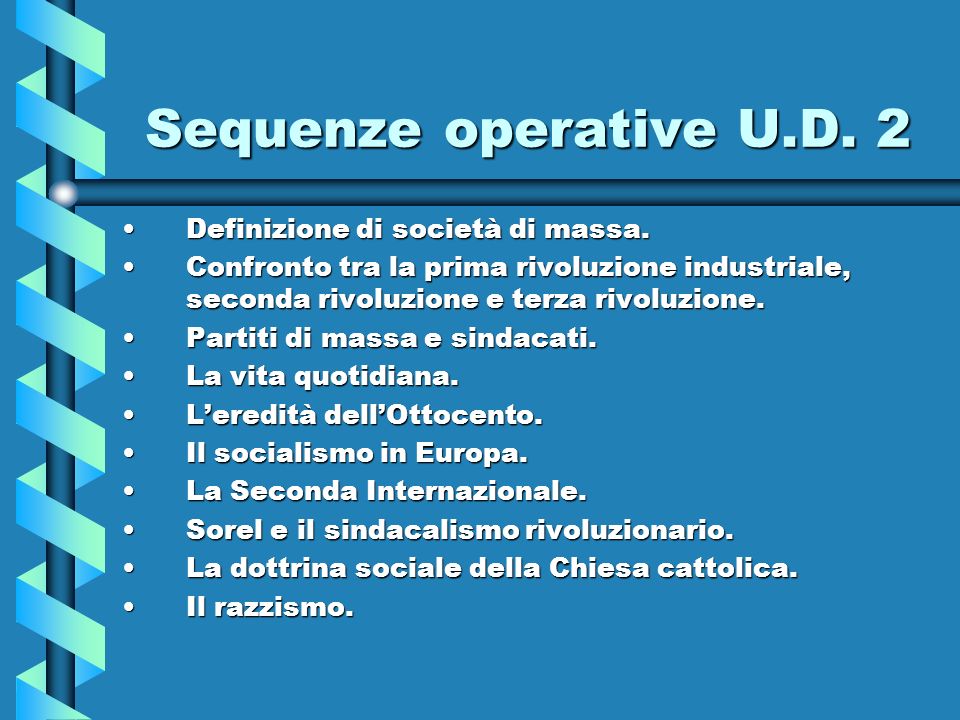 Sequenze operative U.D. 2 Definizione di società di massa.