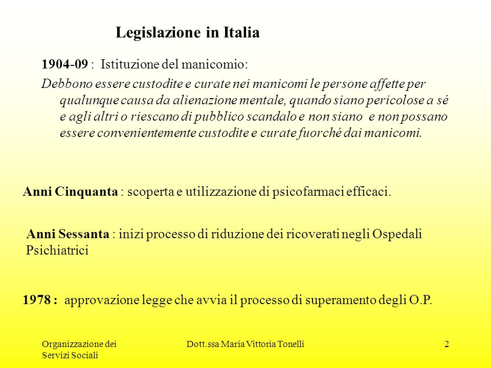 Legislazione in Italia