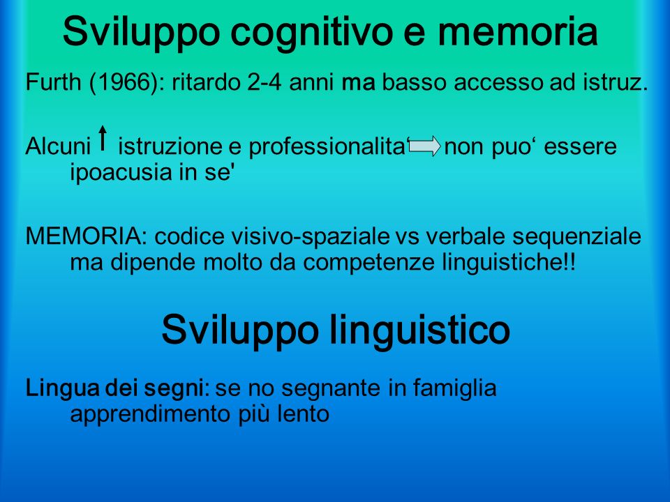 Sviluppo cognitivo e memoria