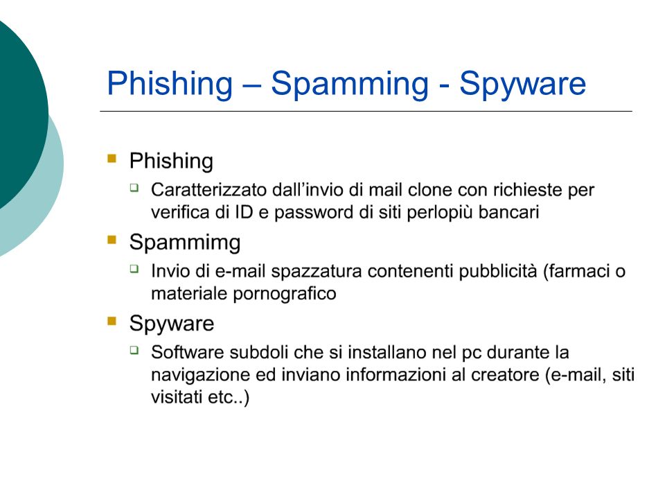 Phishing – Spamming - Spyware
