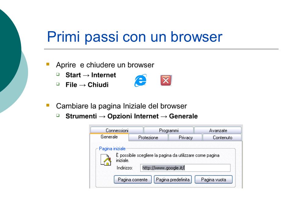 Primi passi con un browser