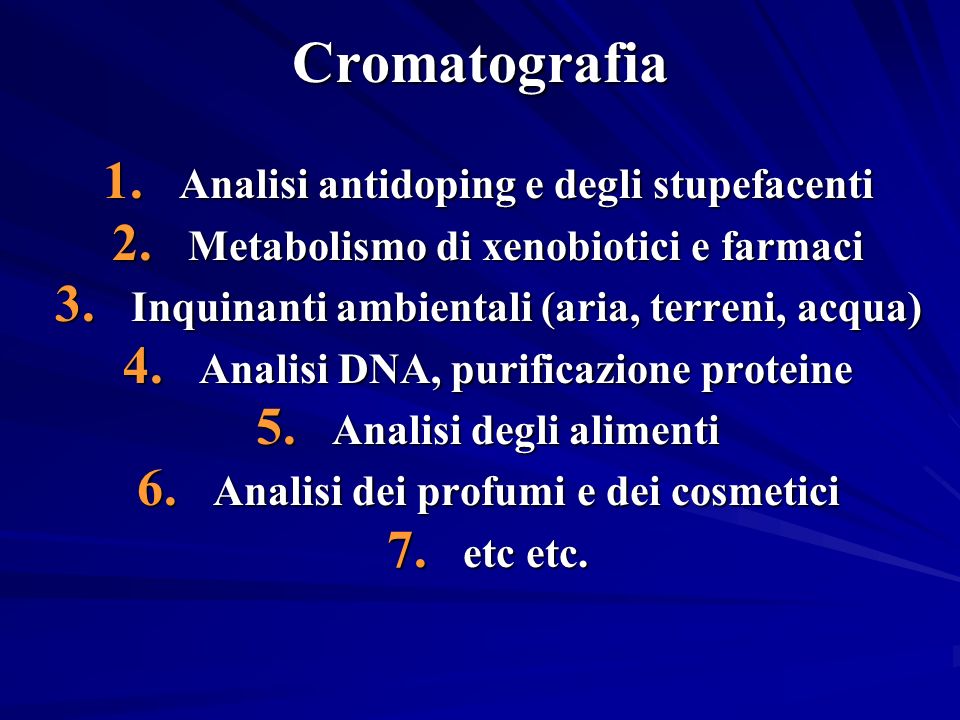 Cromatografia Analisi antidoping e degli stupefacenti