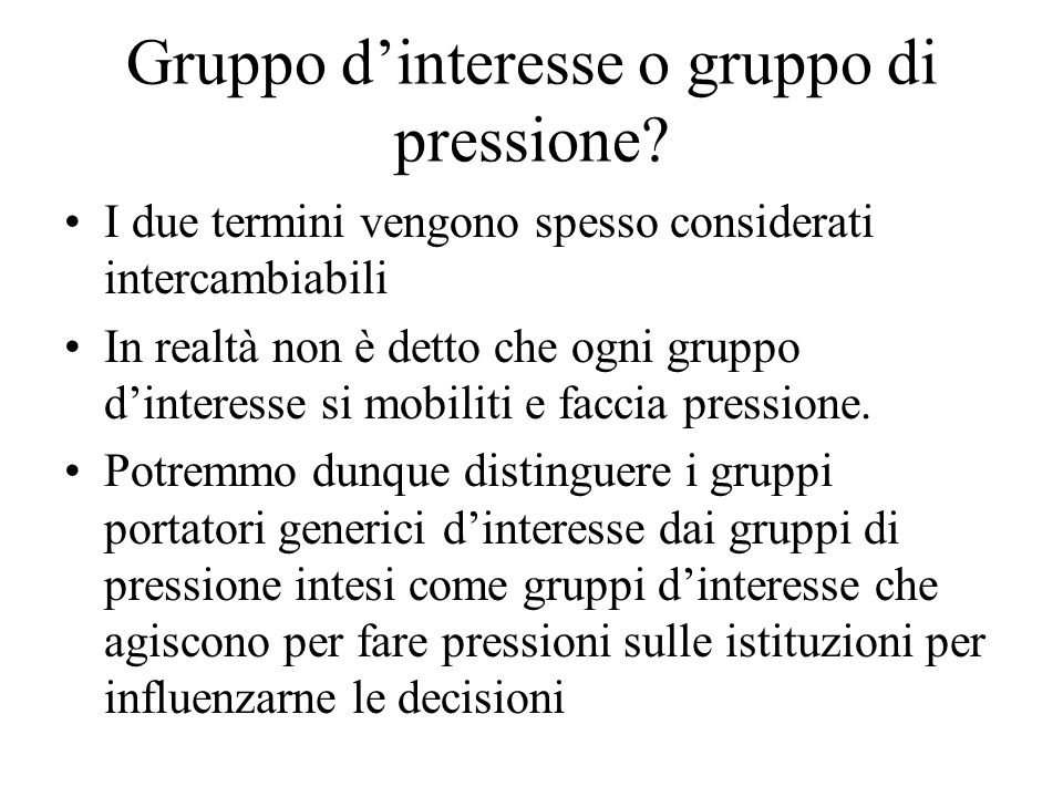 Gruppo d’interesse o gruppo di pressione