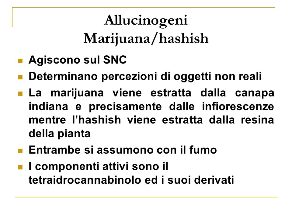 Allucinogeni Marijuana/hashish