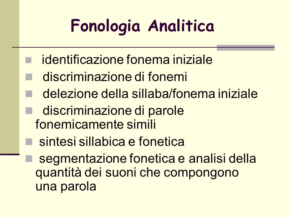 Fonologia Analitica discriminazione di fonemi