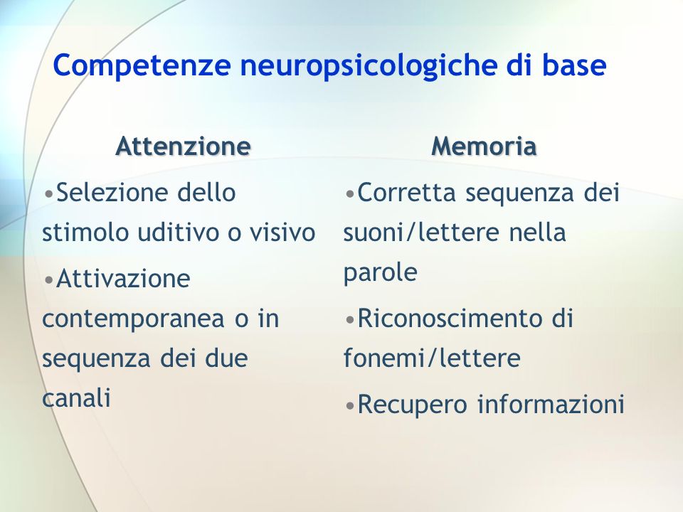 Competenze neuropsicologiche di base