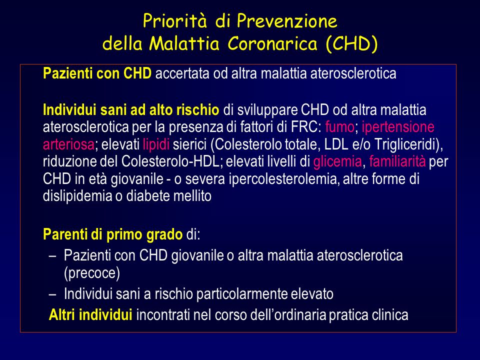 Priorità di Prevenzione della Malattia Coronarica (CHD)