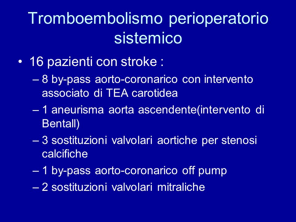 Tromboembolismo perioperatorio sistemico