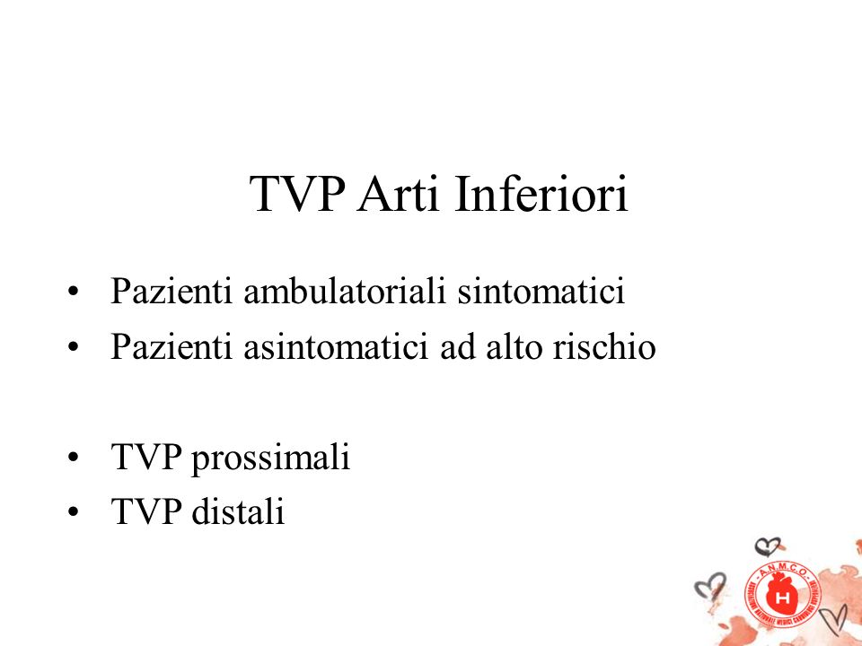 TVP Arti Inferiori Pazienti ambulatoriali sintomatici