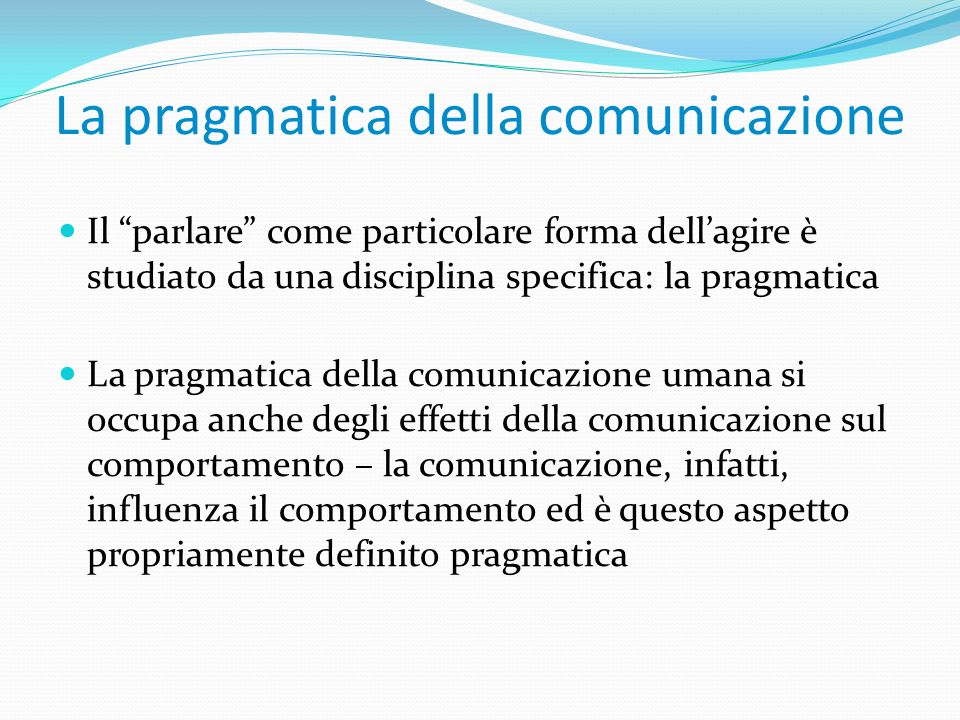 La pragmatica della comunicazione