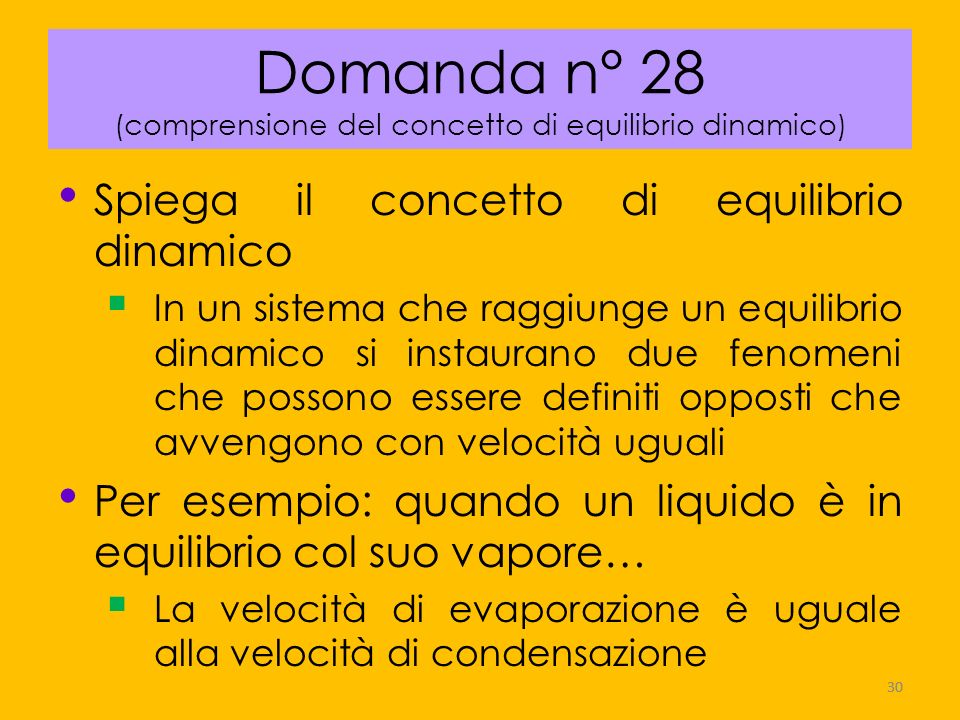 Domanda n° 28 (comprensione del concetto di equilibrio dinamico)