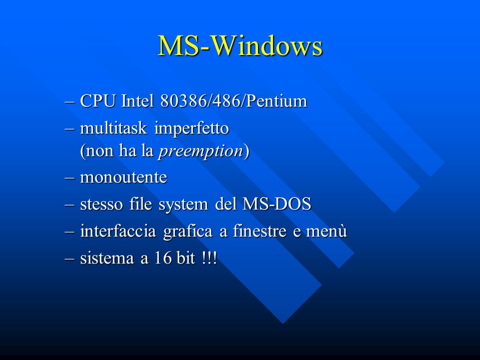 MS-Windows CPU Intel 80386/486/Pentium