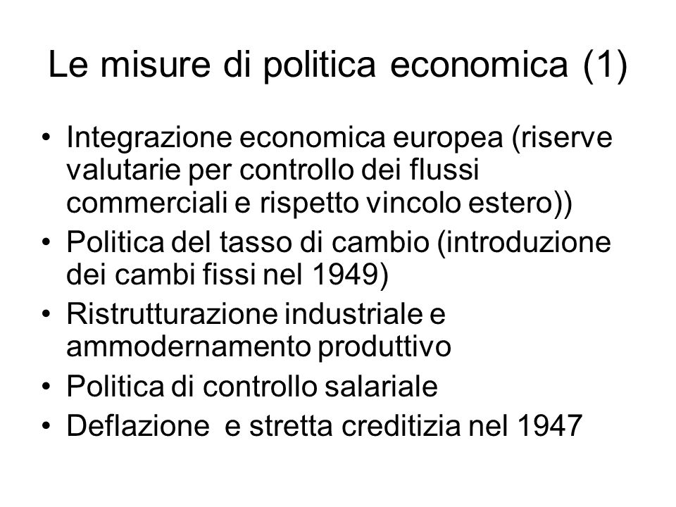 Le misure di politica economica (1)