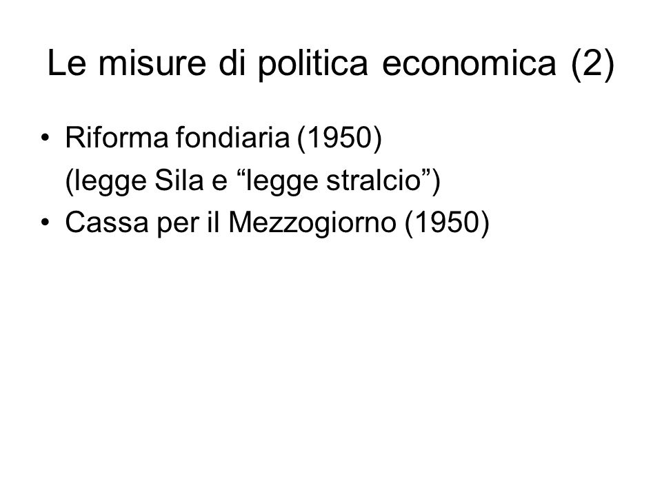 Le misure di politica economica (2)