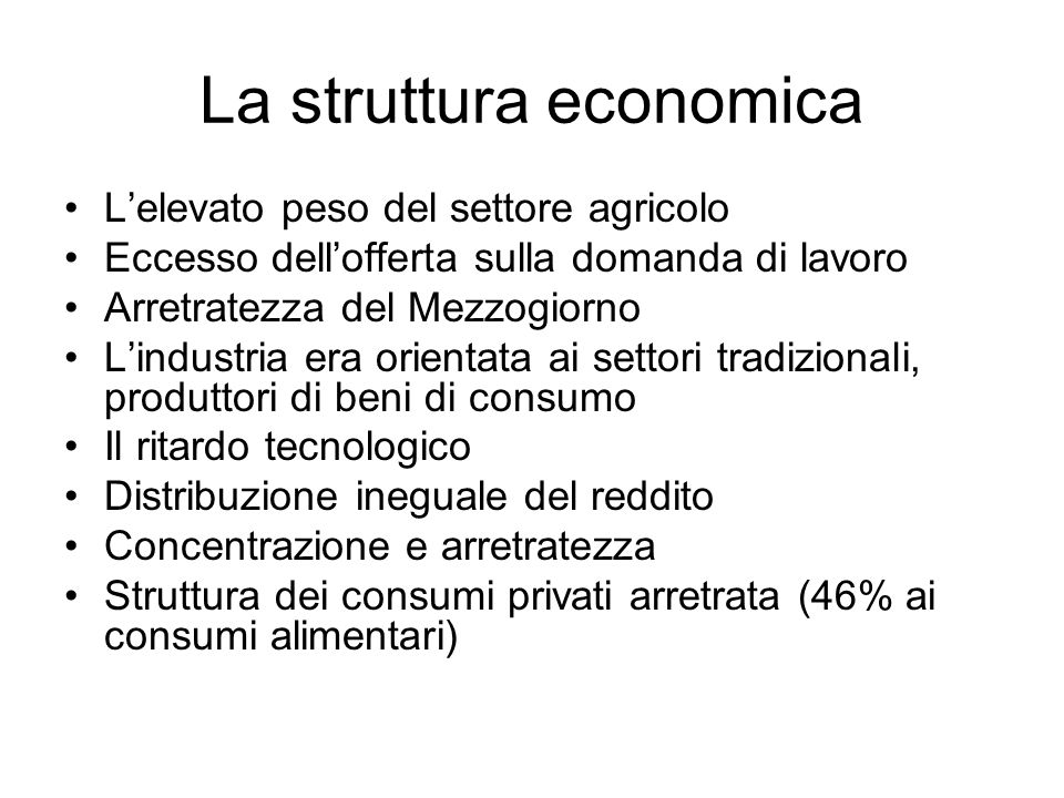 La struttura economica