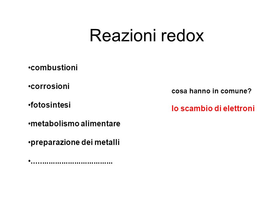 Reazioni redox combustioni corrosioni fotosintesi