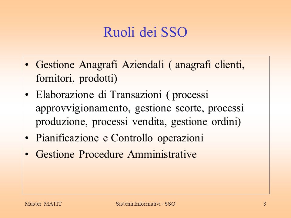 Sistemi Informativi - SSO