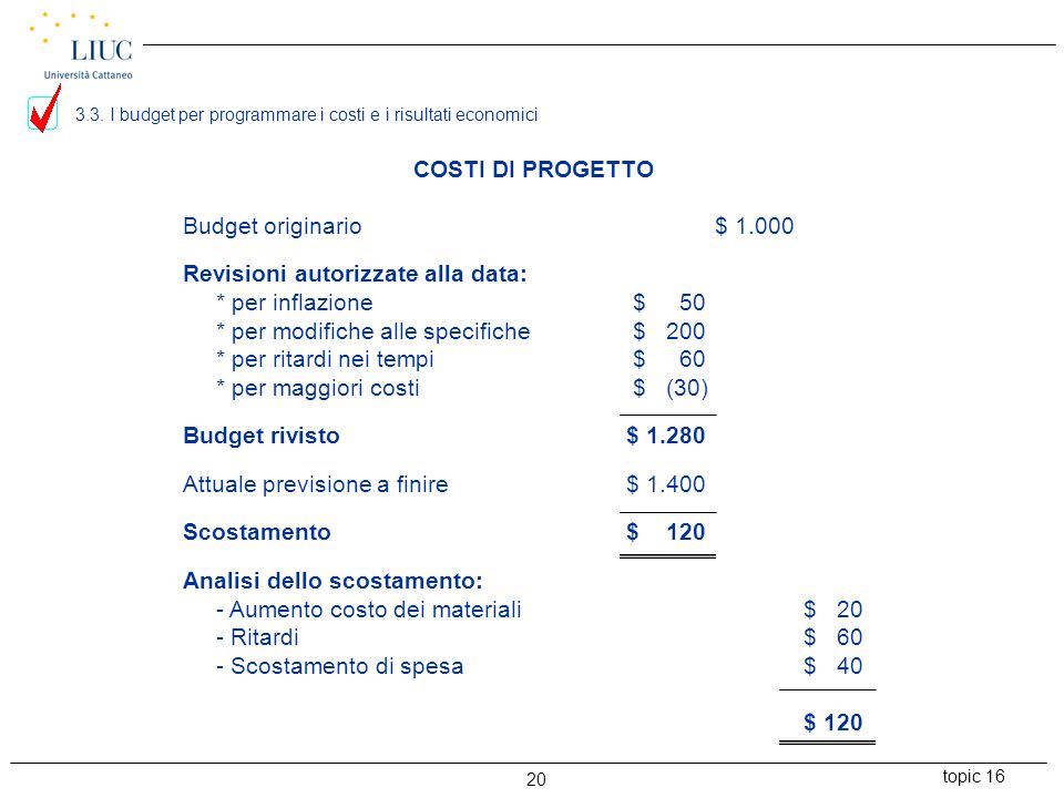3.3. I budget per programmare i costi e i risultati economici
