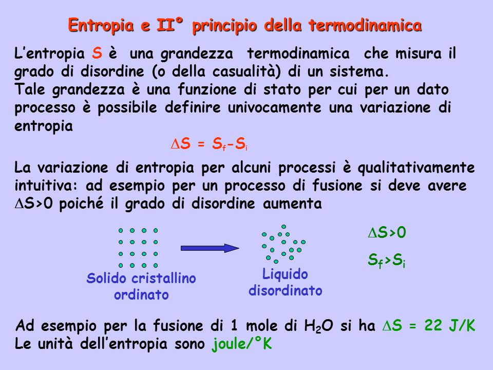 Entropia e II° principio della termodinamica