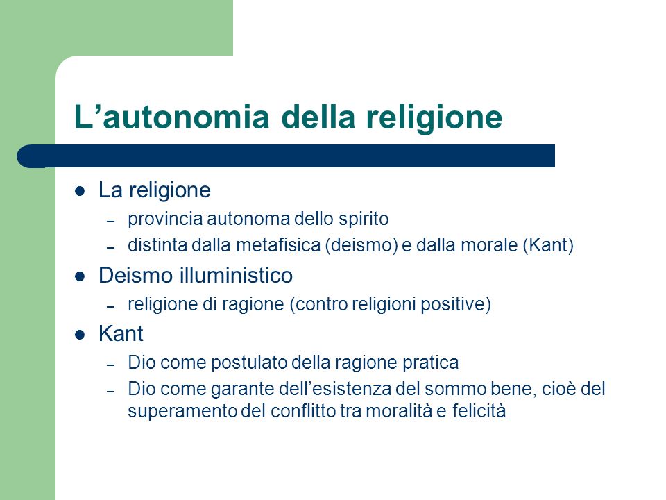 L’autonomia della religione