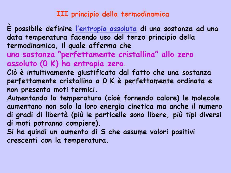 III principio della termodinamica