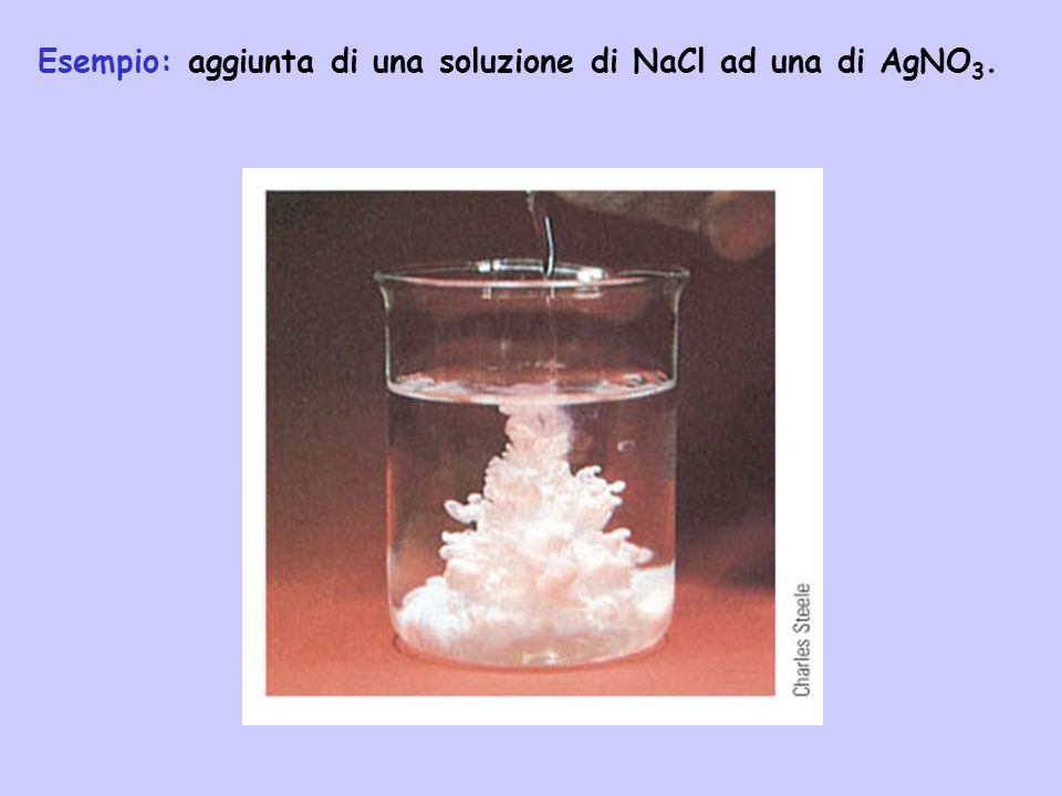 Esempio: aggiunta di una soluzione di NaCl ad una di AgNO3.