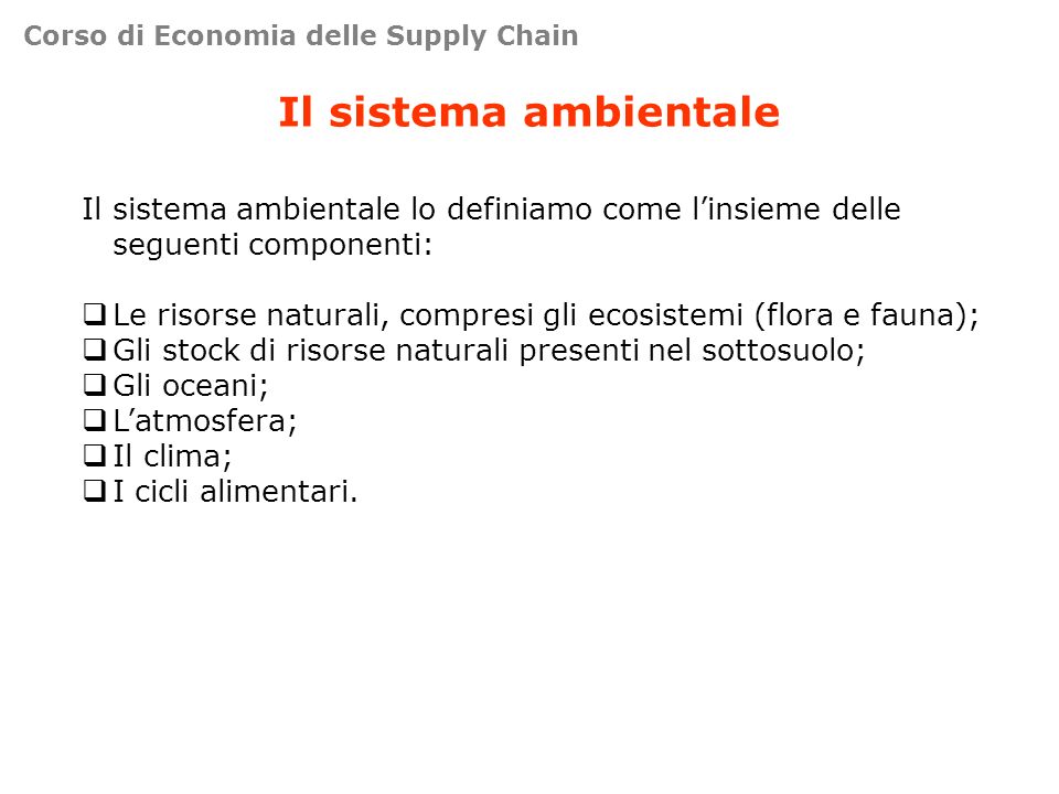 Corso di Economia delle Supply Chain