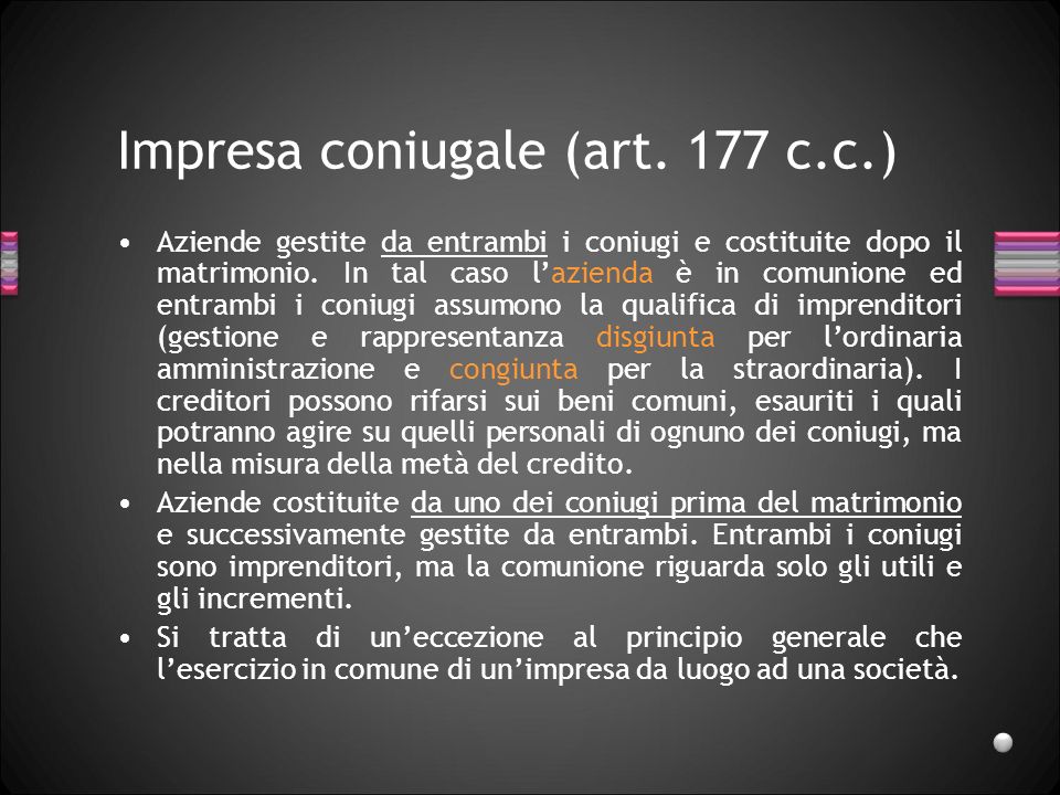 Impresa coniugale (art. 177 c.c.)