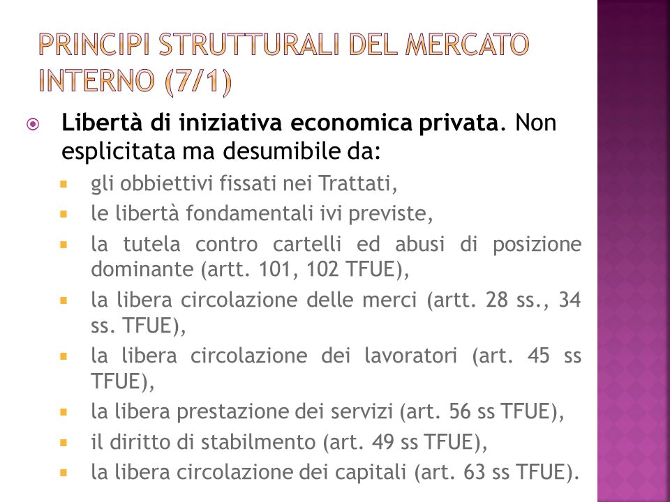 Principi strutturali del mercato interno (7/1)