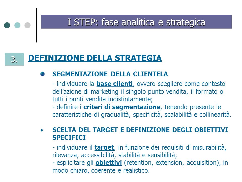 I STEP: fase analitica e strategica