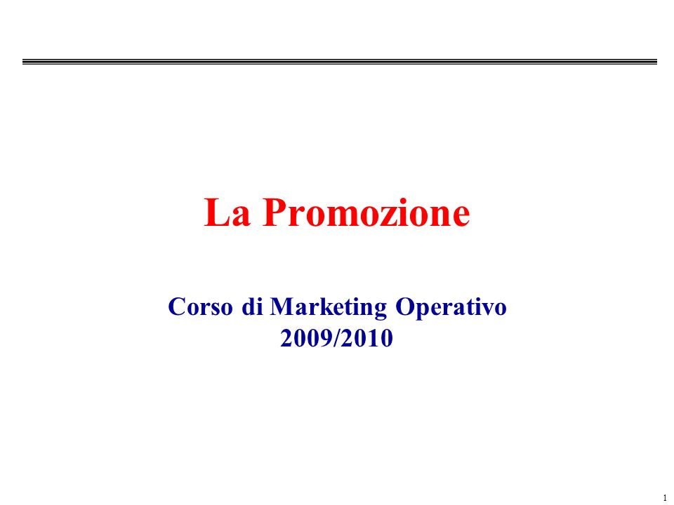 Corso di Marketing Operativo 2009/2010