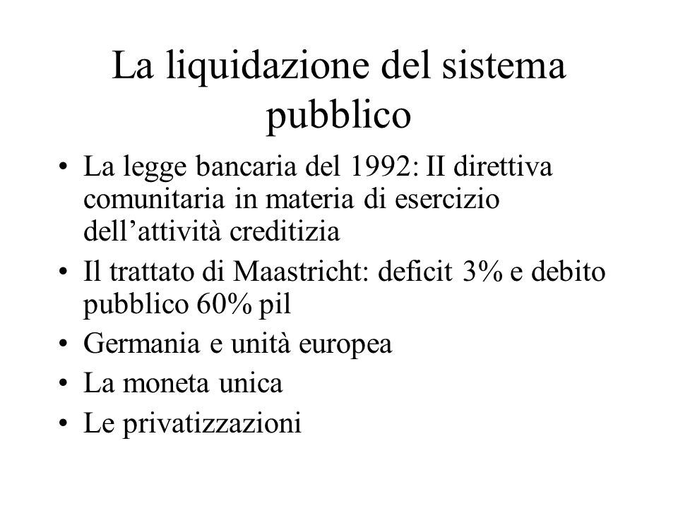 La liquidazione del sistema pubblico