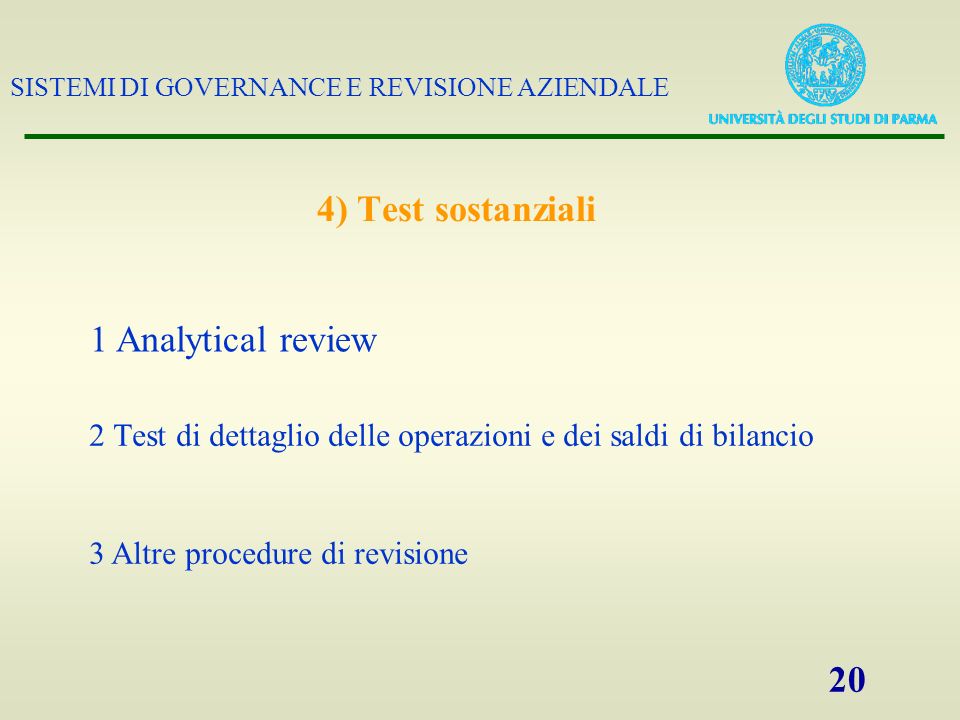 4) Test sostanziali 1 Analytical review