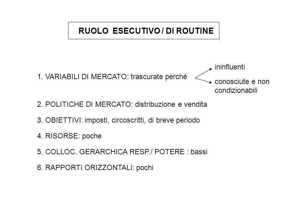 RUOLO ESECUTIVO / DI ROUTINE