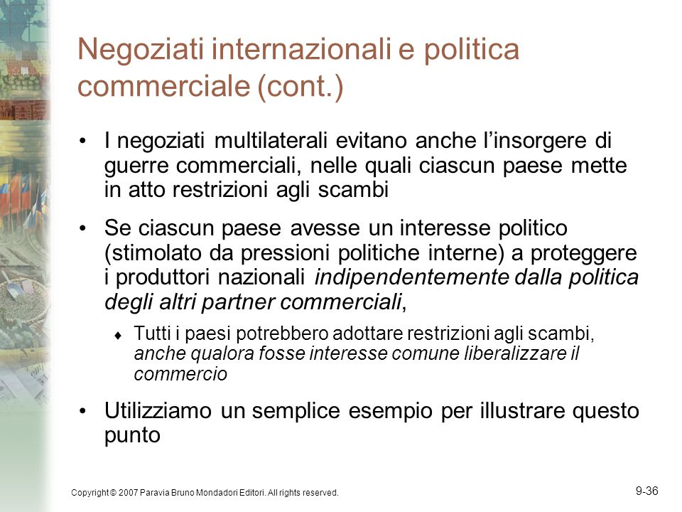 Negoziati internazionali e politica commerciale (cont.)