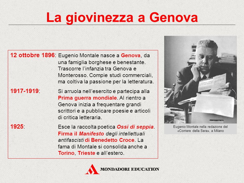 Eugenio Montale nella redazione del «Corriere della Sera», a Milano