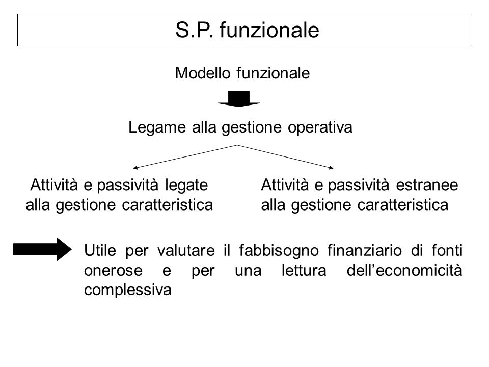 S.P. funzionale Modello funzionale Legame alla gestione operativa