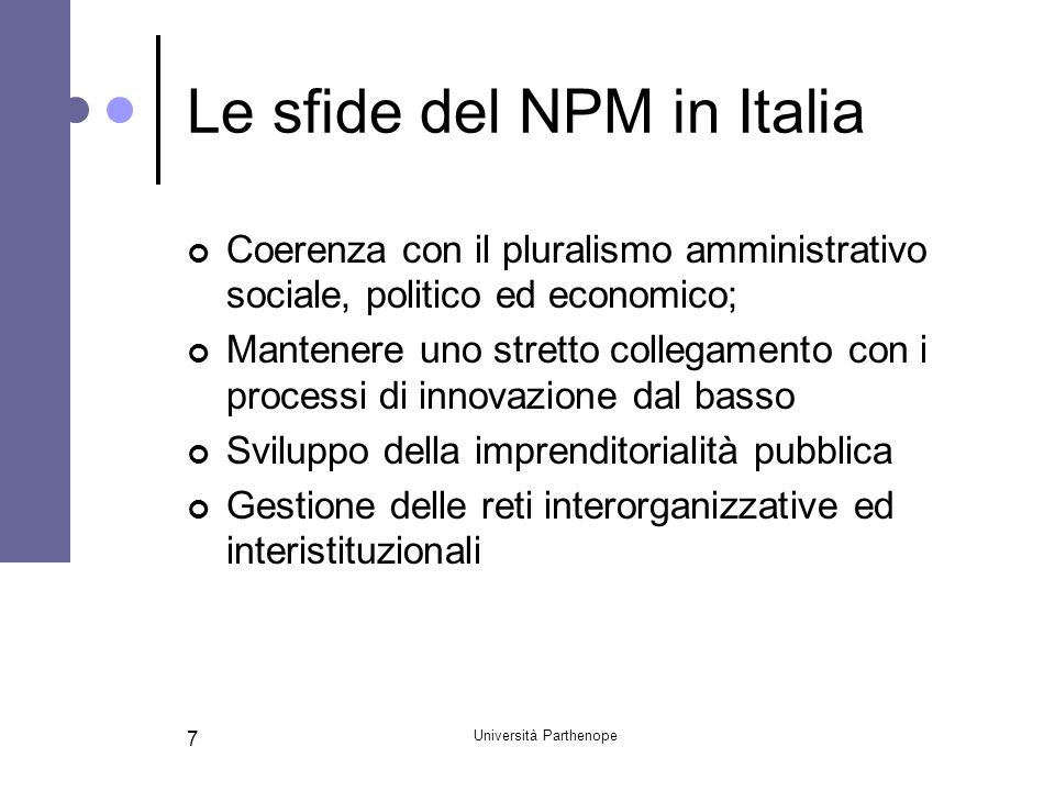 Le sfide del NPM in Italia